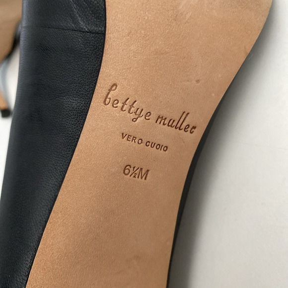 Bettye Muller Pump Black Leather Point Toe Slim 2.5" Heel Green Plate 6.5 - Picture 11 of 11